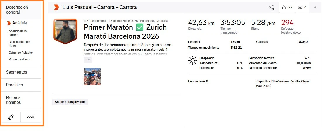 Abrir actividad en Strava para exportar GPX